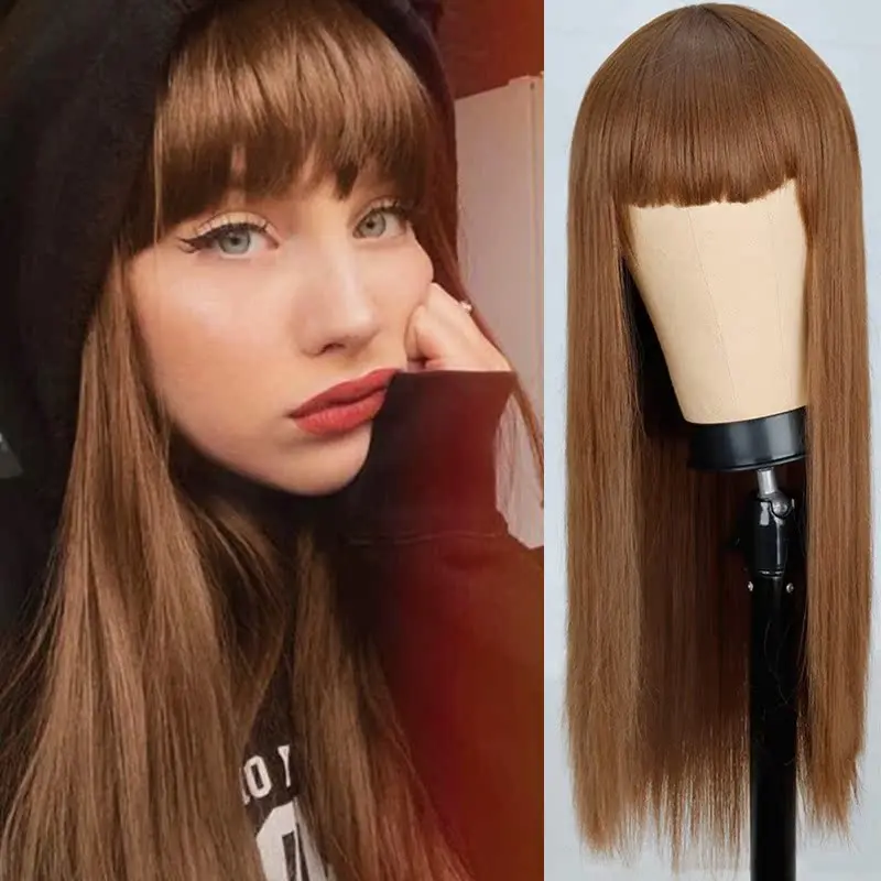 Women's Long Straight Grandma Gray Synthetic Wig