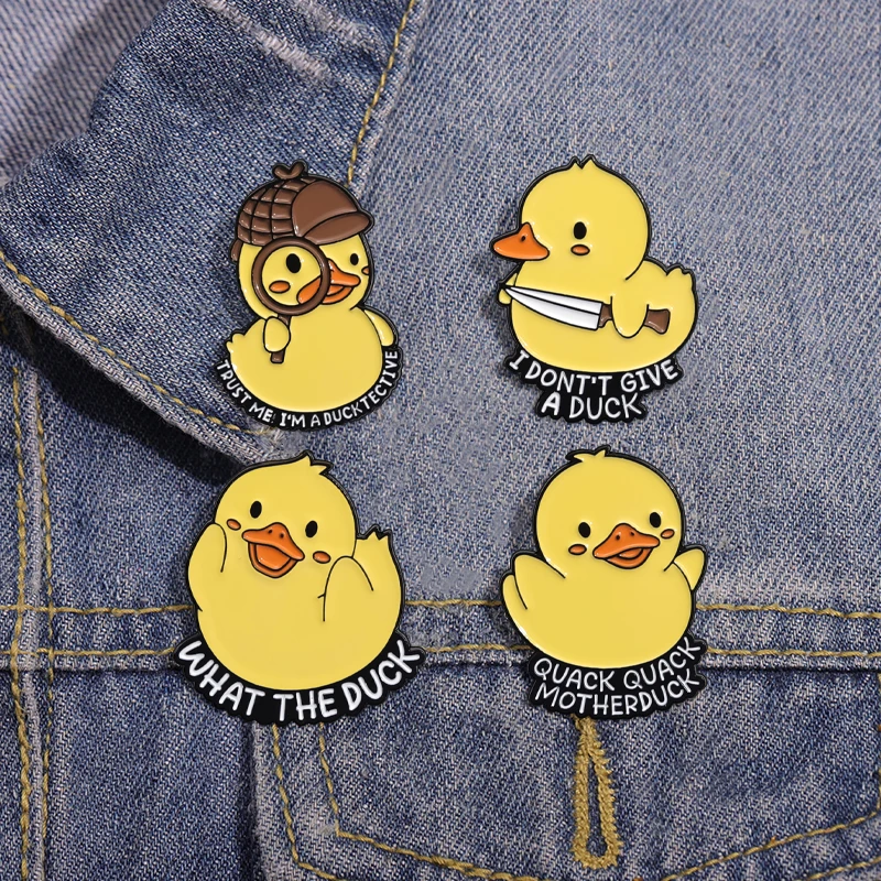 4pcs Cartoon Cute Little Yellow Duck Badge Personalized Creative Pin Bag Charm Badge Male And Female Students Accessories