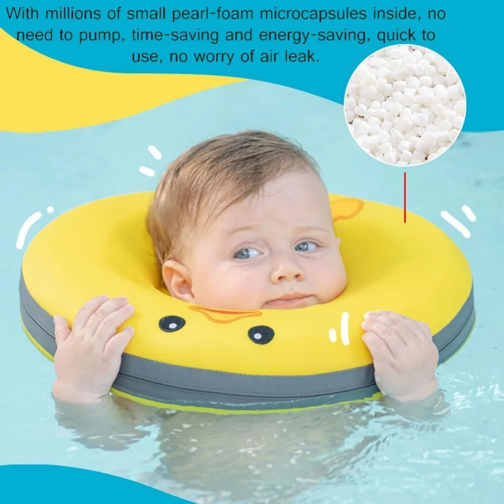 Non-Inflatable Safety Swimming Float Neck Ring Toys, 0-18 Months Baby Float Neck Ring, Head Float Pool Bathtub, Pearl Cotton