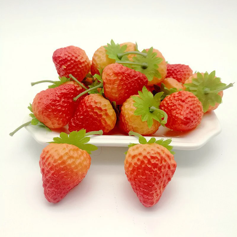 10PCS Artificial Strawberry Artificial Fruit Simulation Plastic Fake Fruit Party Prop Ornament Dollhouse Home Wedding Decor New