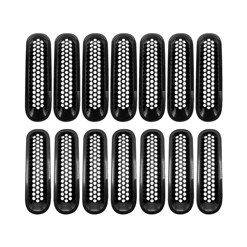7pcs Car Clip-in Front Grille Mesh Inserts Mesh Grille Guard for Jeep Wrangler JK JKU 2007-2015 Exterior Accessories
