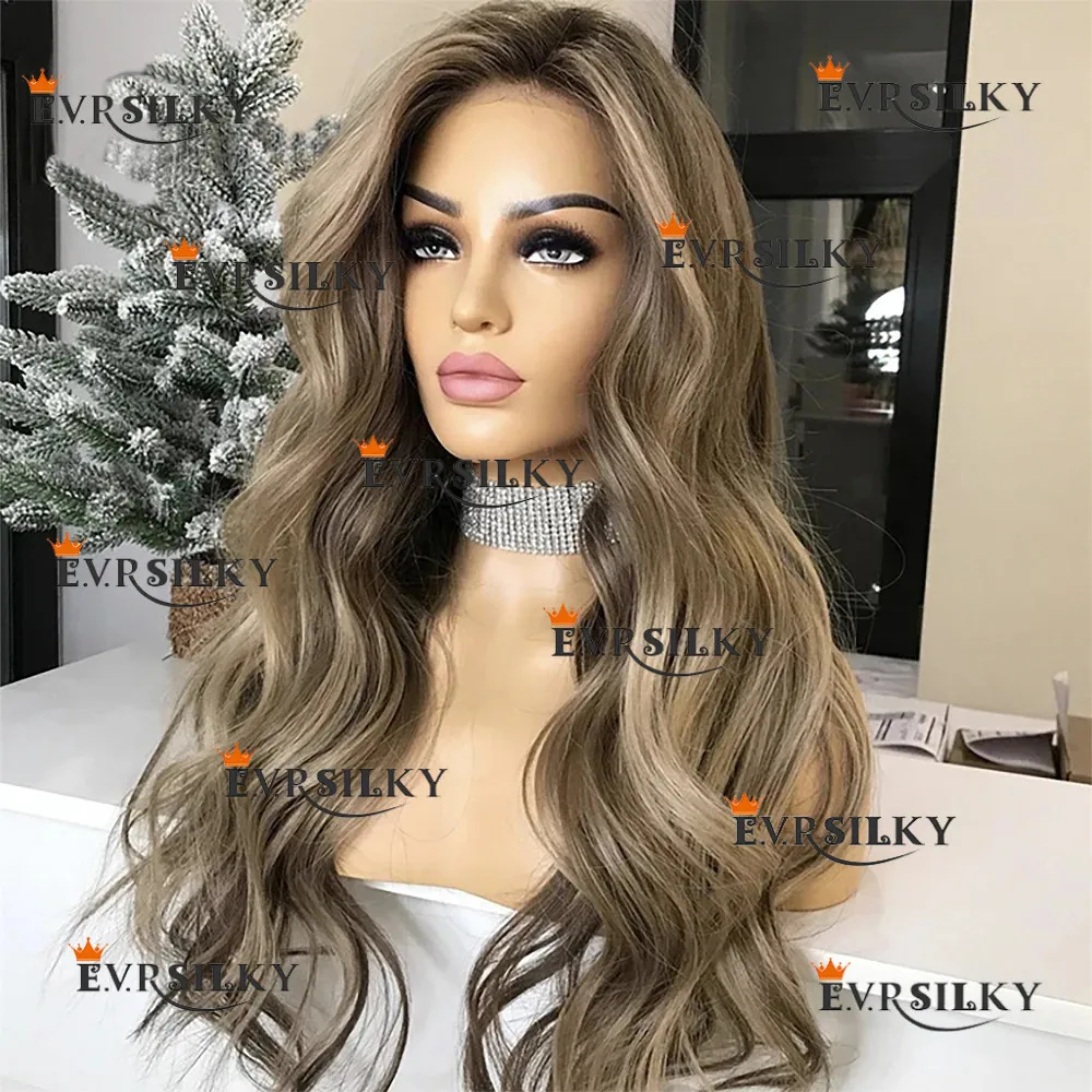 Light Brown body wave Beautiful and comfortable glue-free female wig 100% real hair easy to wear for beginners HD full lace wig