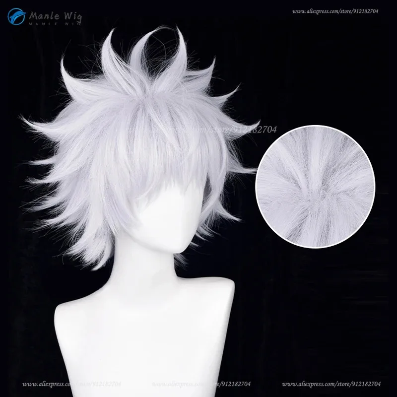 Type 2 /Silver White Zoldyck Cosplay Wig 30cm Short Killua Zaoldyeck Anime Cos Wigs Heat Resistant Synthetic Hair