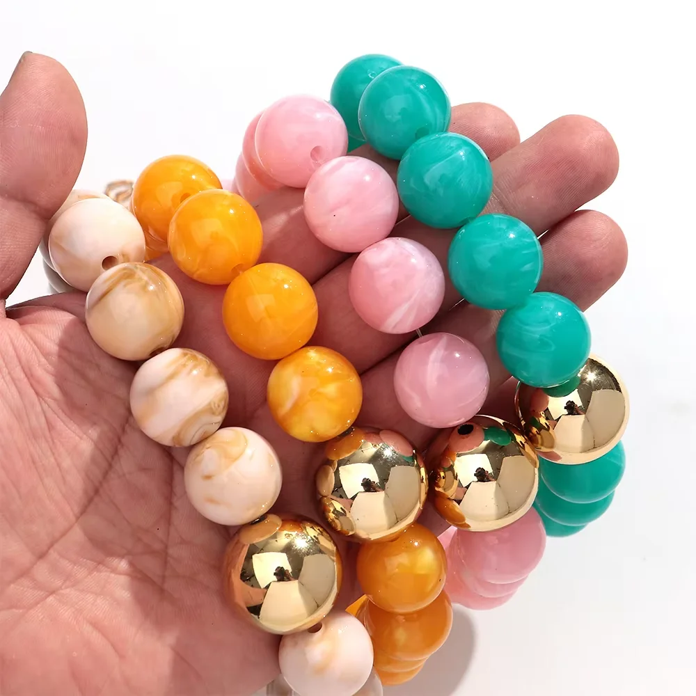Auffällige Bunte 20mm Runde Harzperlen Choker-Halskette für Frauen, Trendige Massive Schlüsselbeinkette, Vintage Ästhetischer Schmuck als Geschenk – Detail 5