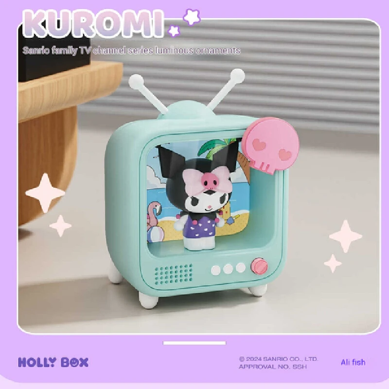 Miniso Sanrio Tv Channel Series Night Light Luminous Desktop Ornaments Kuromi Melody Pochacco Puppet Transparent Japanese Gift