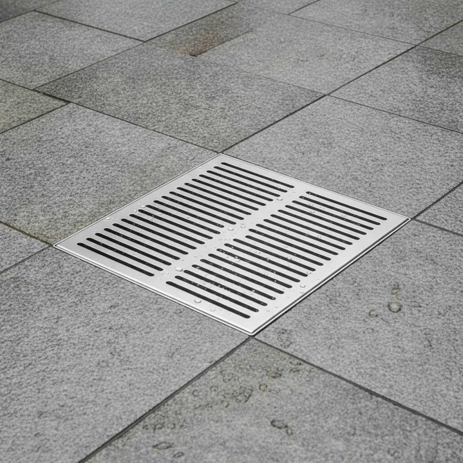 Stainless Steel Floor Drain Outdoor Drain with Slotted Cover Drainage Low-Height Brushed for Courtyard, Garden