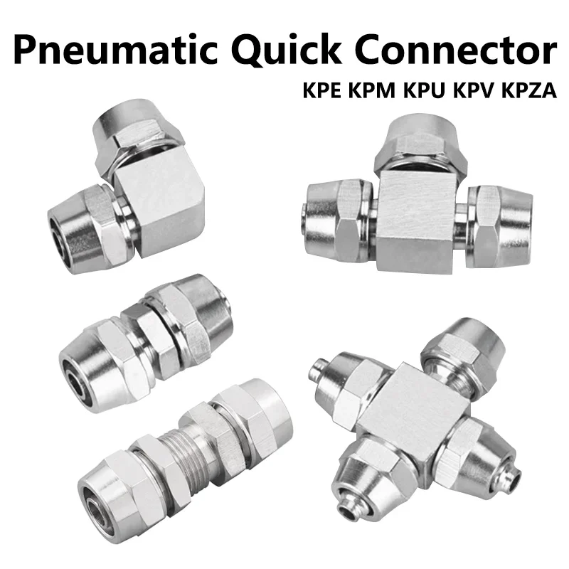 

10Pcs KPE PM PU PV OD 4 6 8 10 12 14 16MM Nickel Pneumatic Air Quick Connector For Hose Tube Fast Copper Plated Joint Connection