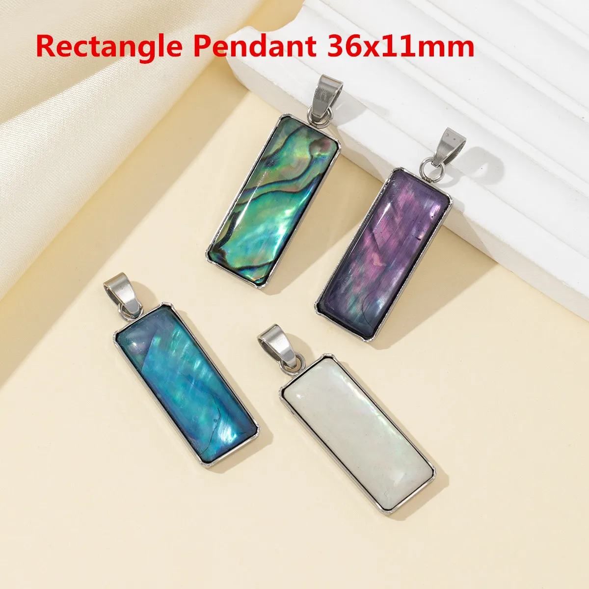 2Pcs Simplified Pendant Natural Shell Rectangle Pendant 36x11mm For Jewelry Making DIY Necklace Bracelet Earrings Accessory