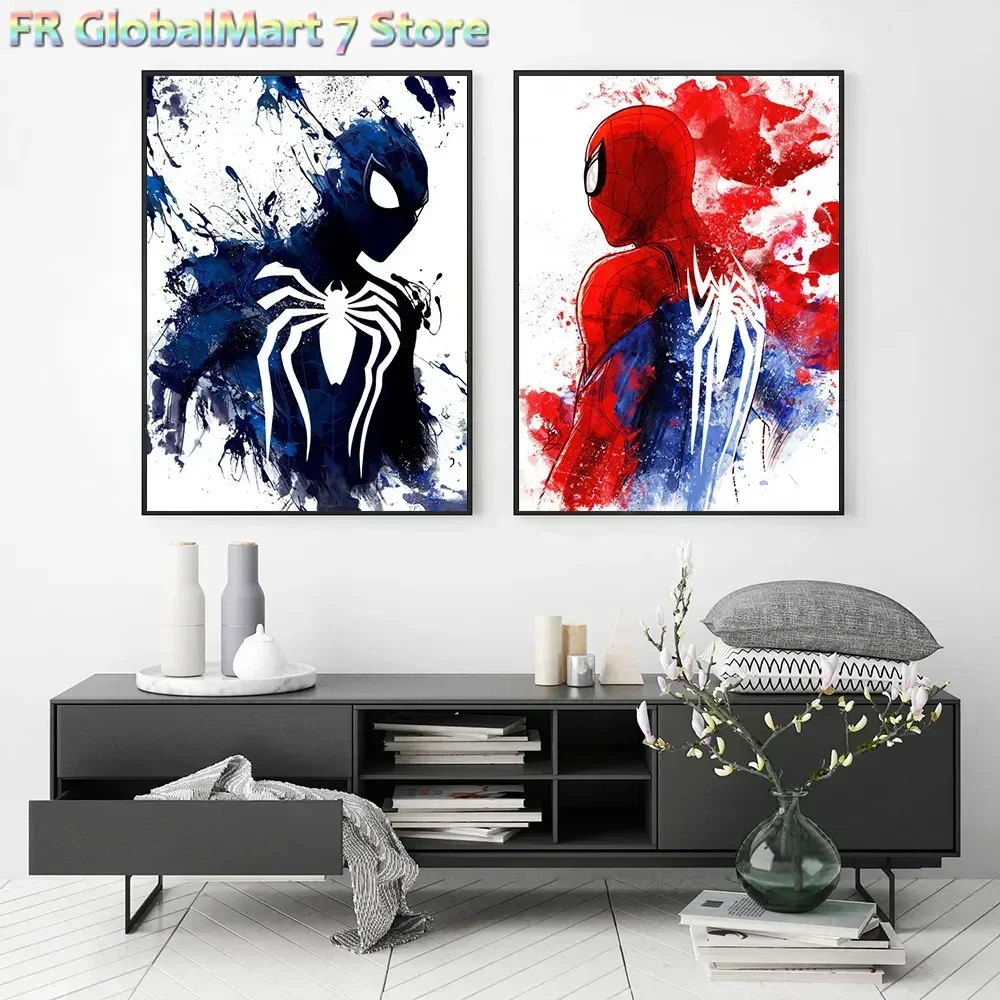 Diamond Painting Diamond Painting Watercolor SpiderMan Superhero Diamond Print Posters, Marvel Movie Modern Home Wall Art Pain