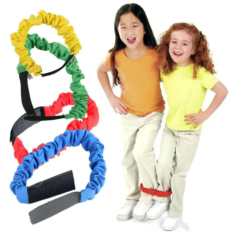 

4Pcs Three Legged Race Bands Elastic Tie Rope Team Building Games For Kids Backyard Party Supplies