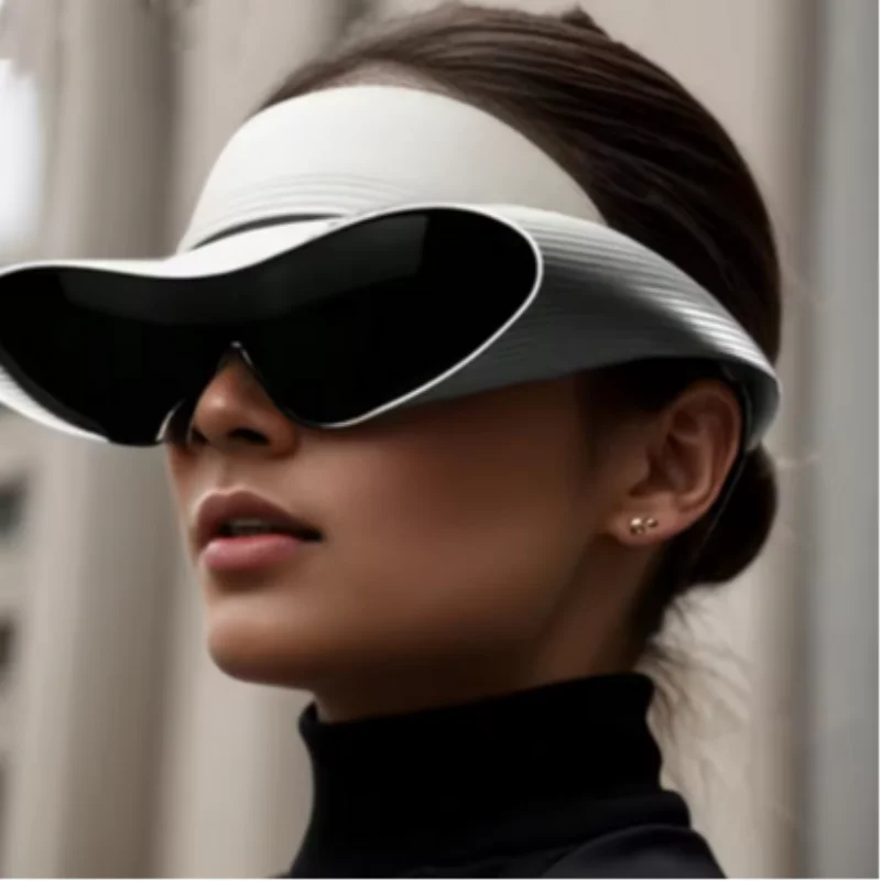 

Oversized Cat Eye Punk One-Piece Futuristic Sunglasses Women 2025 Luxury Brand Y2K Sun Glasses For Ladies Retro 2000's Goggle