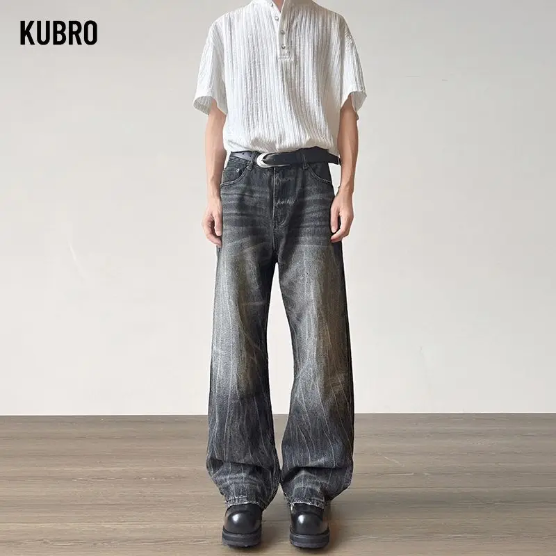 

Осенние винтажные широкие джинсы, мужские брюки-клеш Cleanfit, свободные джинсовые брюки-карго прямого кроя, уличная мода, универсальные джинсы
