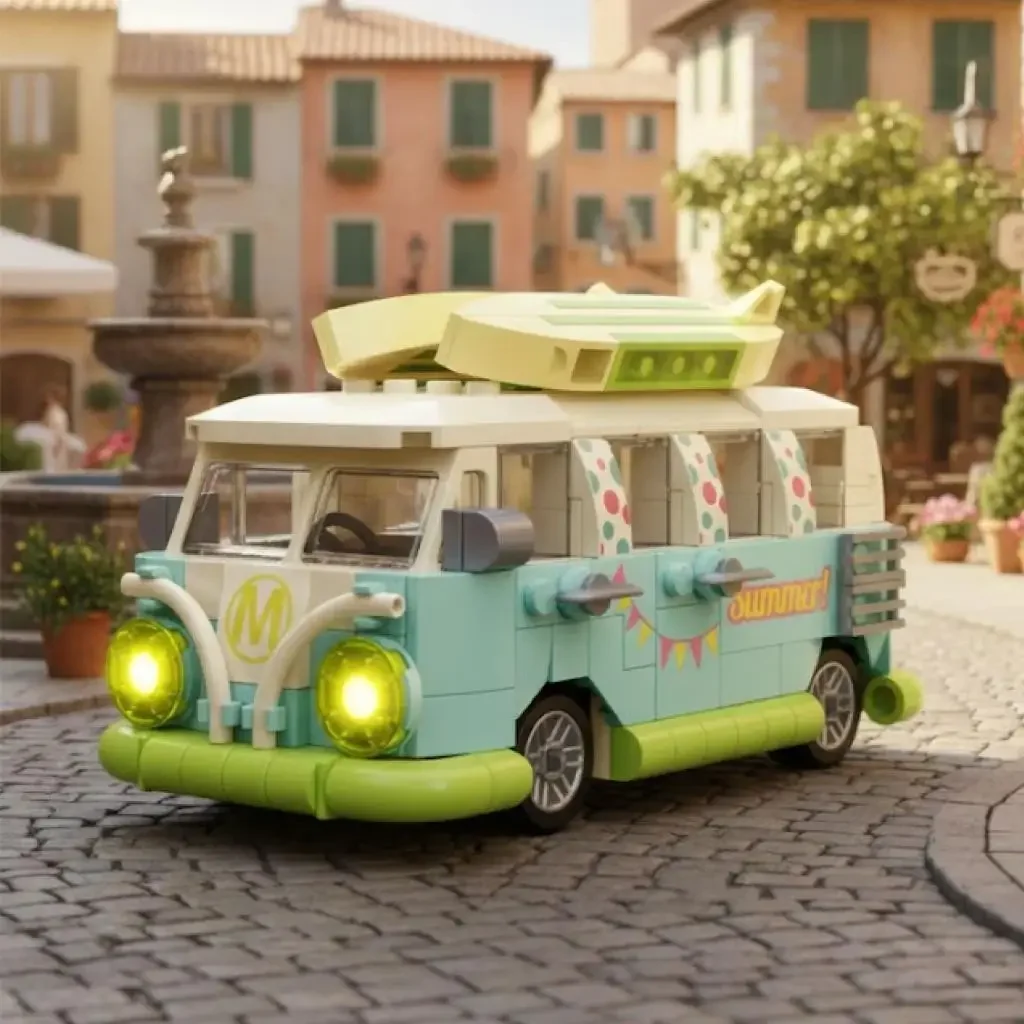 City Camper Van Building Set Holiday RV Camping Vehicles Model Building Educational Toy for Kids Birthday Gift for Boys Girls