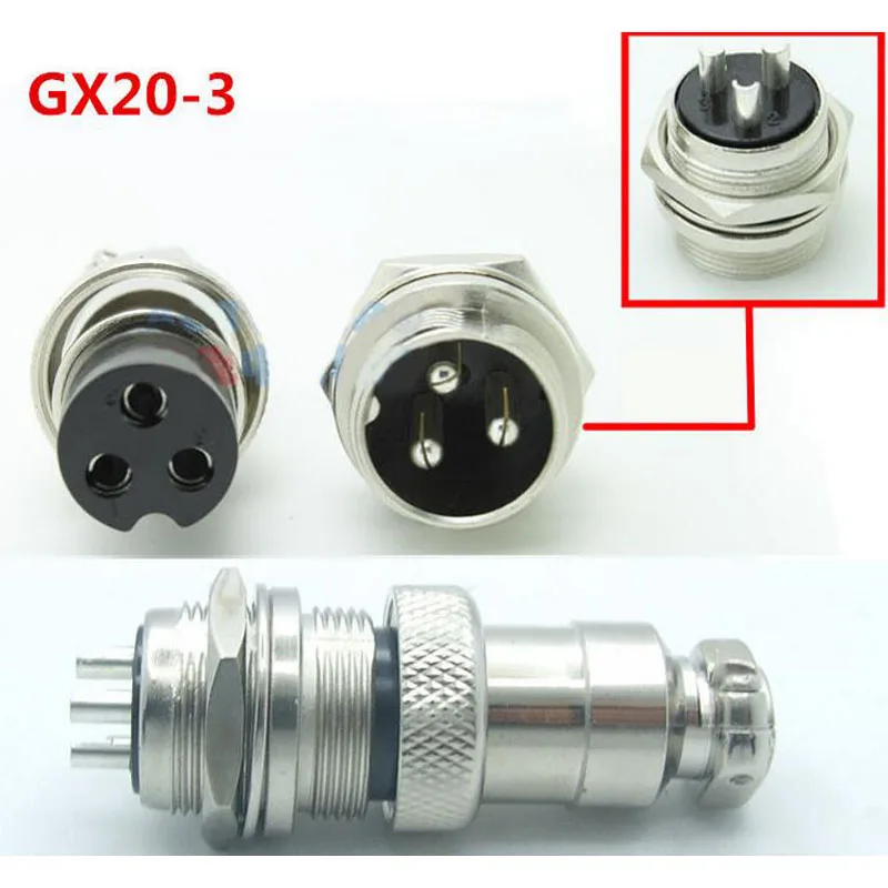 1pcs GX20 3 Pin Male & Female 20mm Wire Panel Connector Aviation Plug L95 GX20 Circular Connector Socket Plug