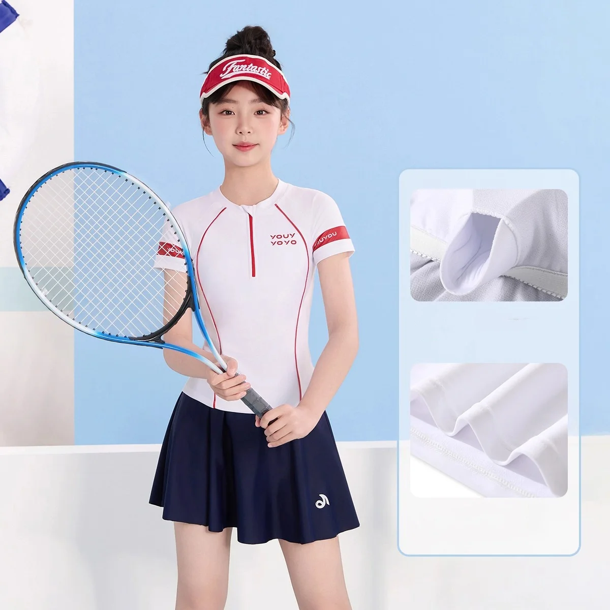 

Children Two Pieces Short Sleeve WaterProof Outdoor Sports Beach Swim Shirt Skirt Girl Sun Protection Quick-Dry Bathing SwimWear