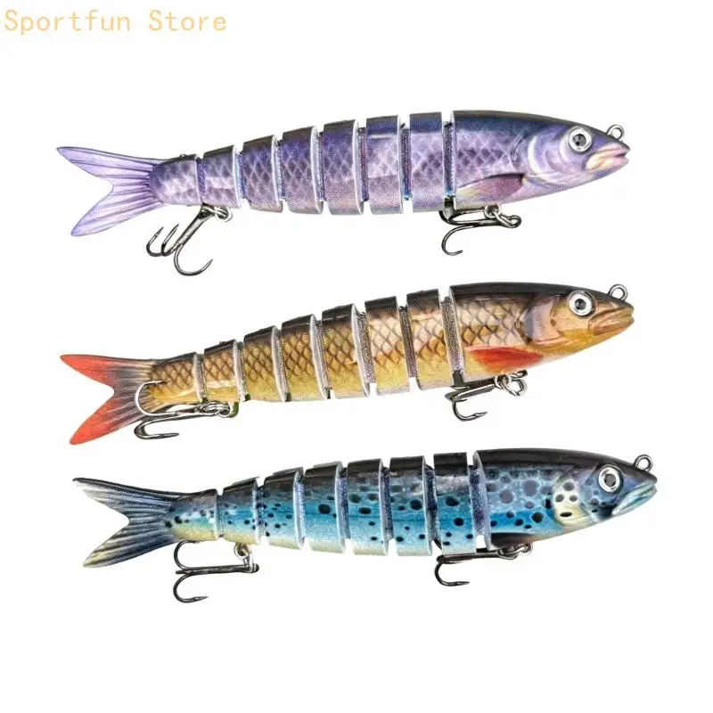 3pcs Jointed Fishing Attractors with Hook Assemblies Multiple Jointed Hard Baits X7JD