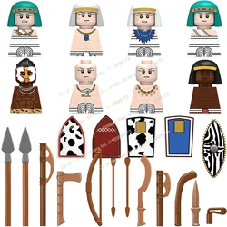 Ancient Egypt Nubian Soldier Pharaonic Court Janissary Building Blocks Action Figures Accessories Head Weapon Kid Toys N313-320