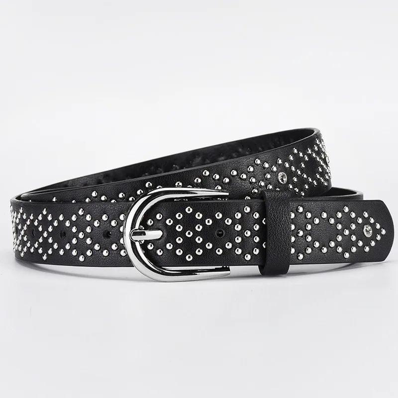 mens casual soft leather rivets belt black brown studded belts party prom dress women trendy strapon pin buckle waistband leash