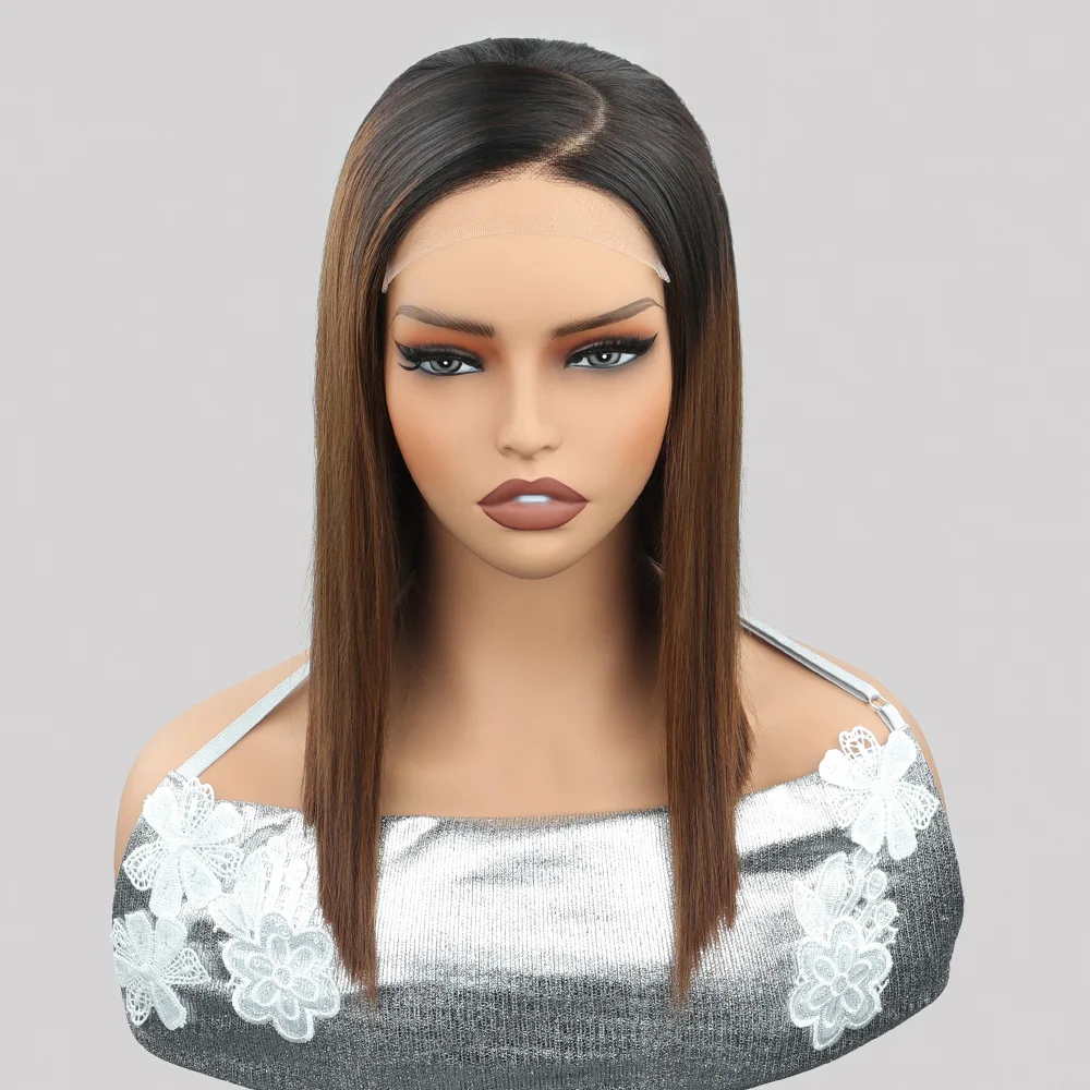 Bone Straight Glueless Wig Ready To Wear 1B/T30 Elastic Drawstring Wig 200% 10A Ombre Brown 5x5 Lace Closure Bob Wig Human Hair