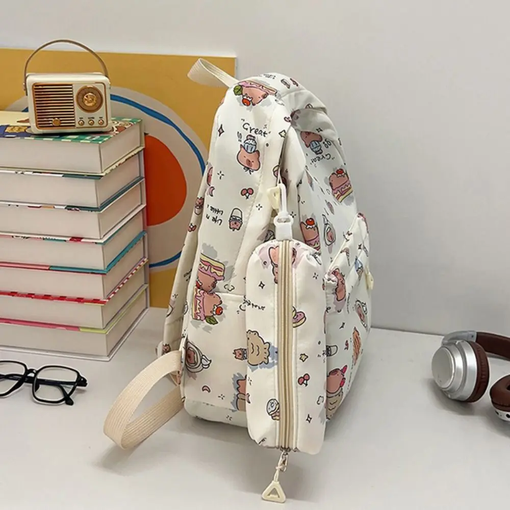 Высококачественный нейлоновый рюкзак с капибарой, легкий школьный рюкзак с капибарой, водонепроницаемый рюкзак для облегчения нагрузки, рюкзак для школы