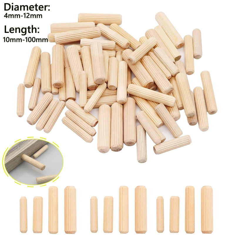 100-300pcs wooden dowel cabinet drawer round groove wood craft dowel rod set furniture accessories wooden dowel