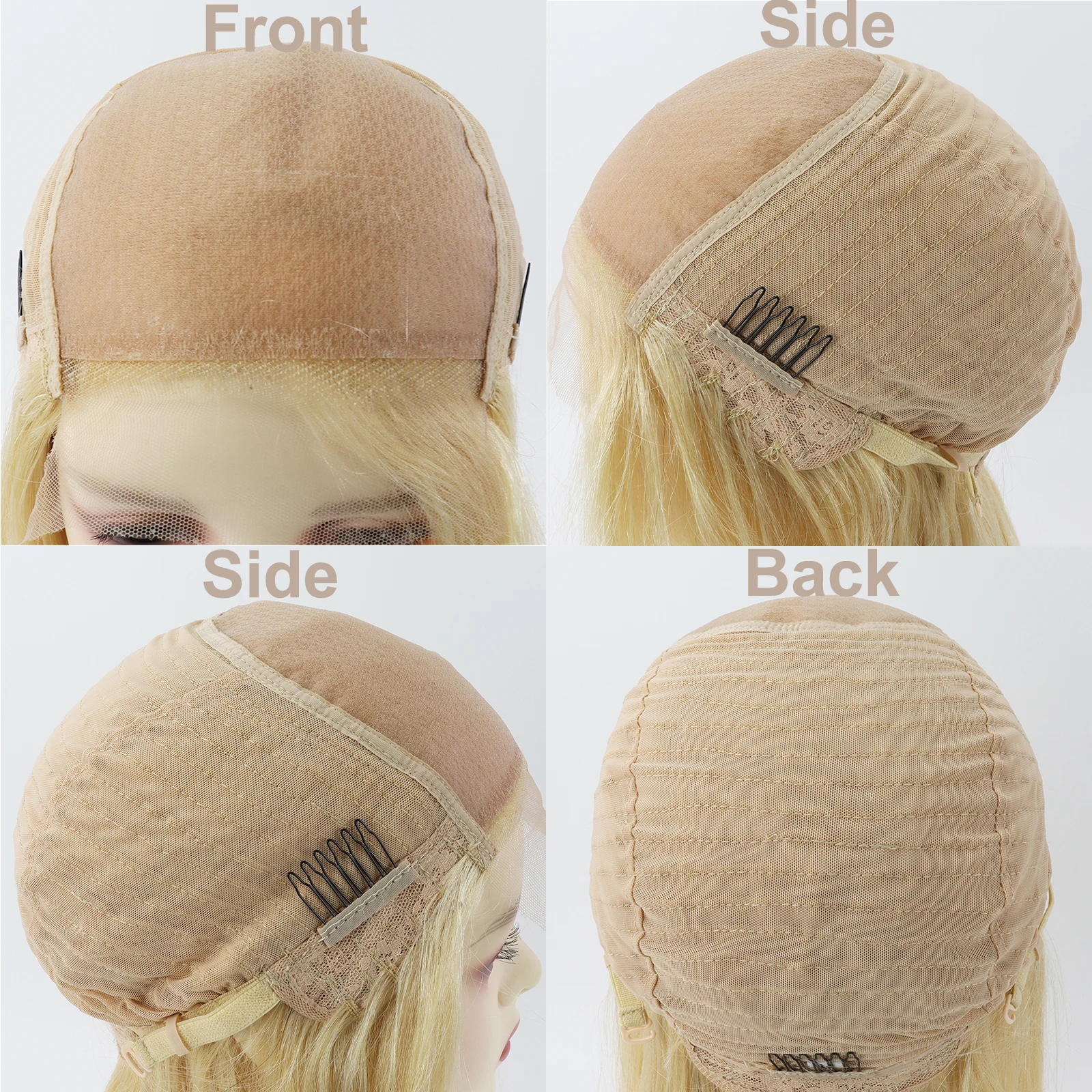 شعر مستعار بشري بقاعدة حريرية مقاس 5 × 5 # 613 شعر مستعار حريري مستقيم أشقر فاتح حريري أوروبي مع شعر أطفال للنساء #6