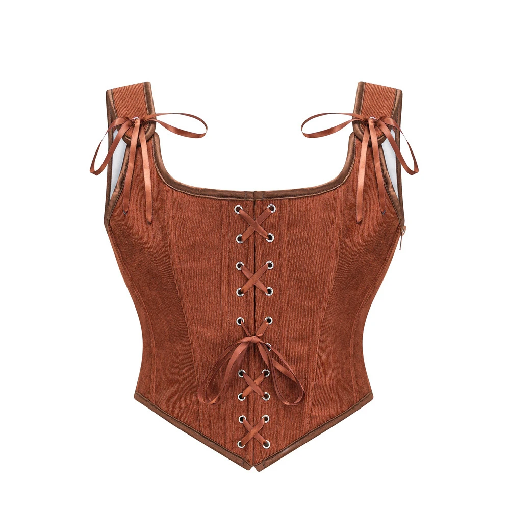 

Vintage Bustier Slimming Tank Top Lace-up Zip Retro Corset Tops Summer Shapewear Vest Women Camisole