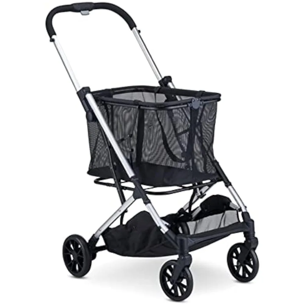 Joovy Boot Shopping Cart Featuring 70 lbs Total Weight Capacity, Swivel Tires Easy Steering, One-Step Parking Brake Silver Frame