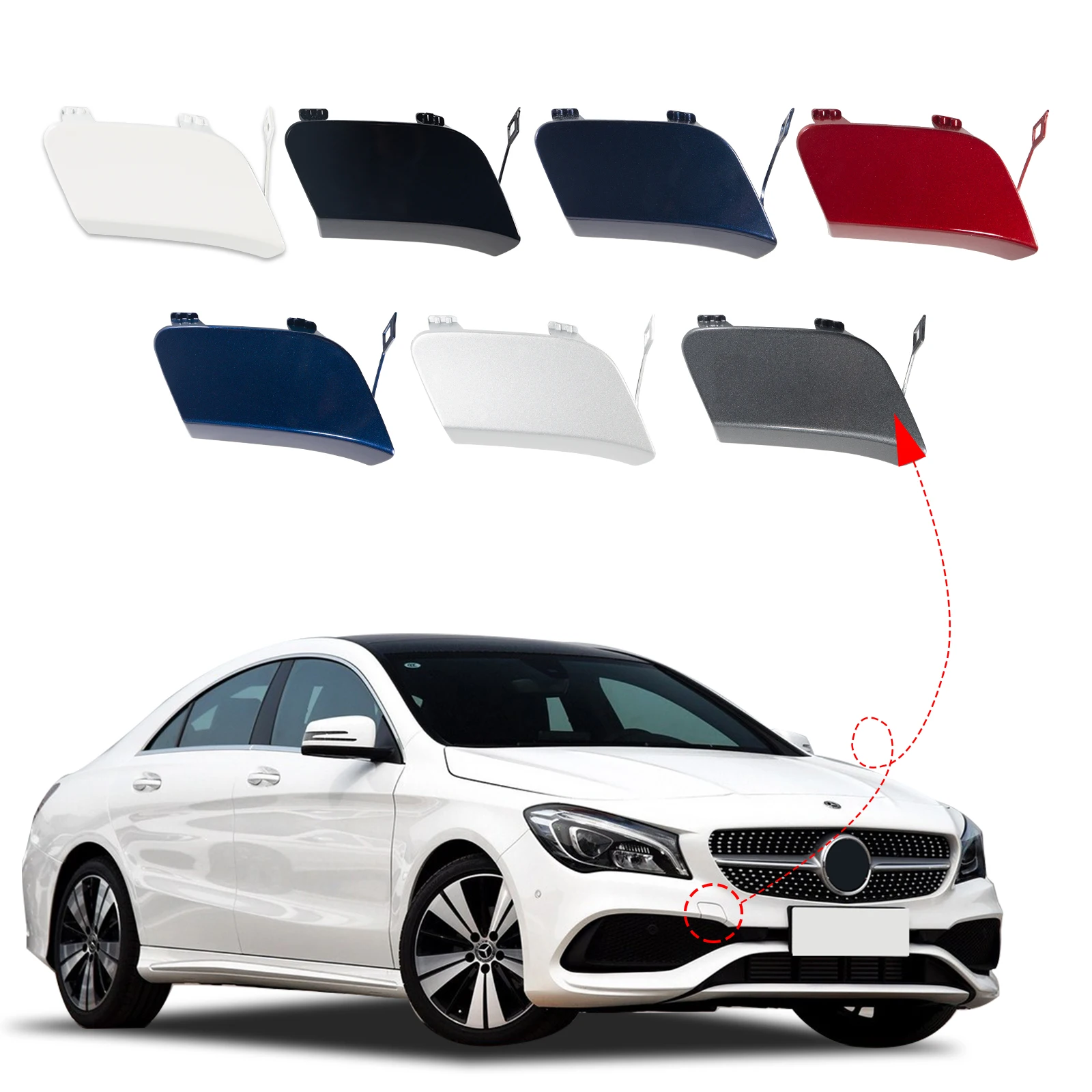 Front Bumper Tow Hook Cover Cap Eye For Mercedes-Benz CLA Coupe W117 Facelift AMG Line CLA180 CLA200 CLA220 CLA250 2016 -2020