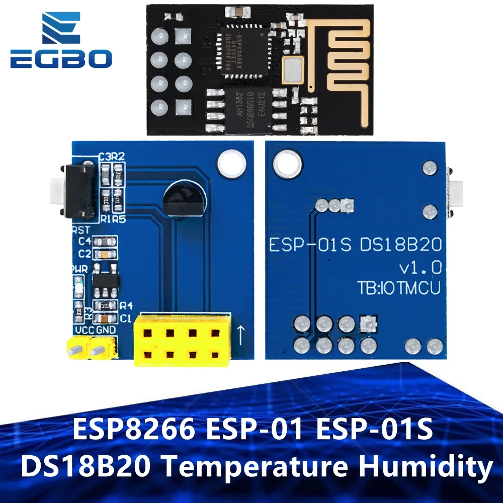 ESP8266 ESP-01 ESP-01S DS18B20 Temperature Humidity Sensor Module esp8266 Wifi NodeMCU Smart Home DIY Kit (with ESP01)