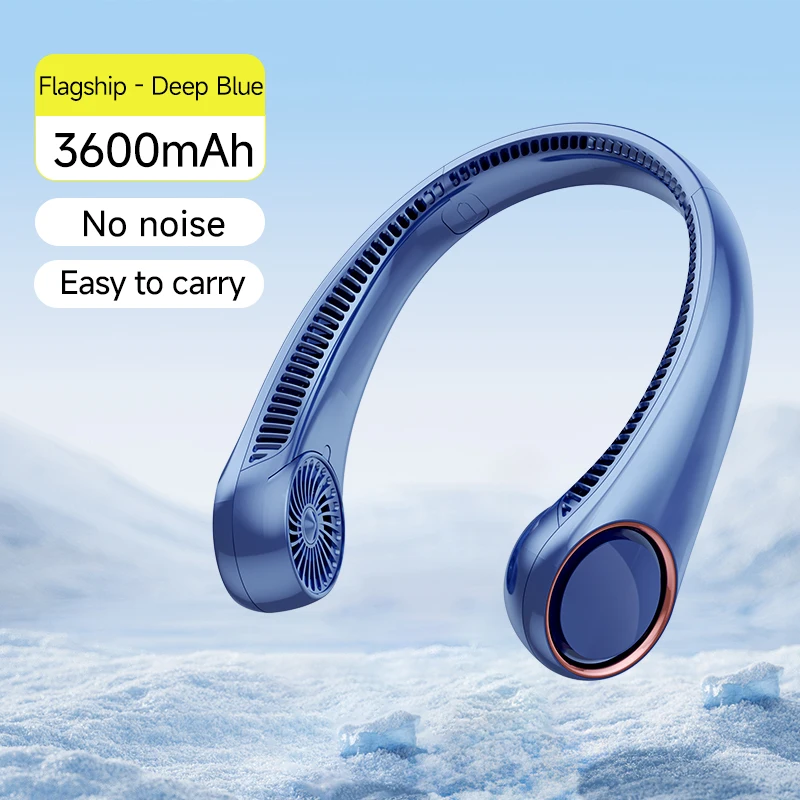 

Портативный шейный вентилятор 3600 мАч с перезаряжаемой батареей, сильный ветер, низкий уровень шума, безлопастной шейный вентилятор для офиса, спорта, путешествий на открытом воздухе