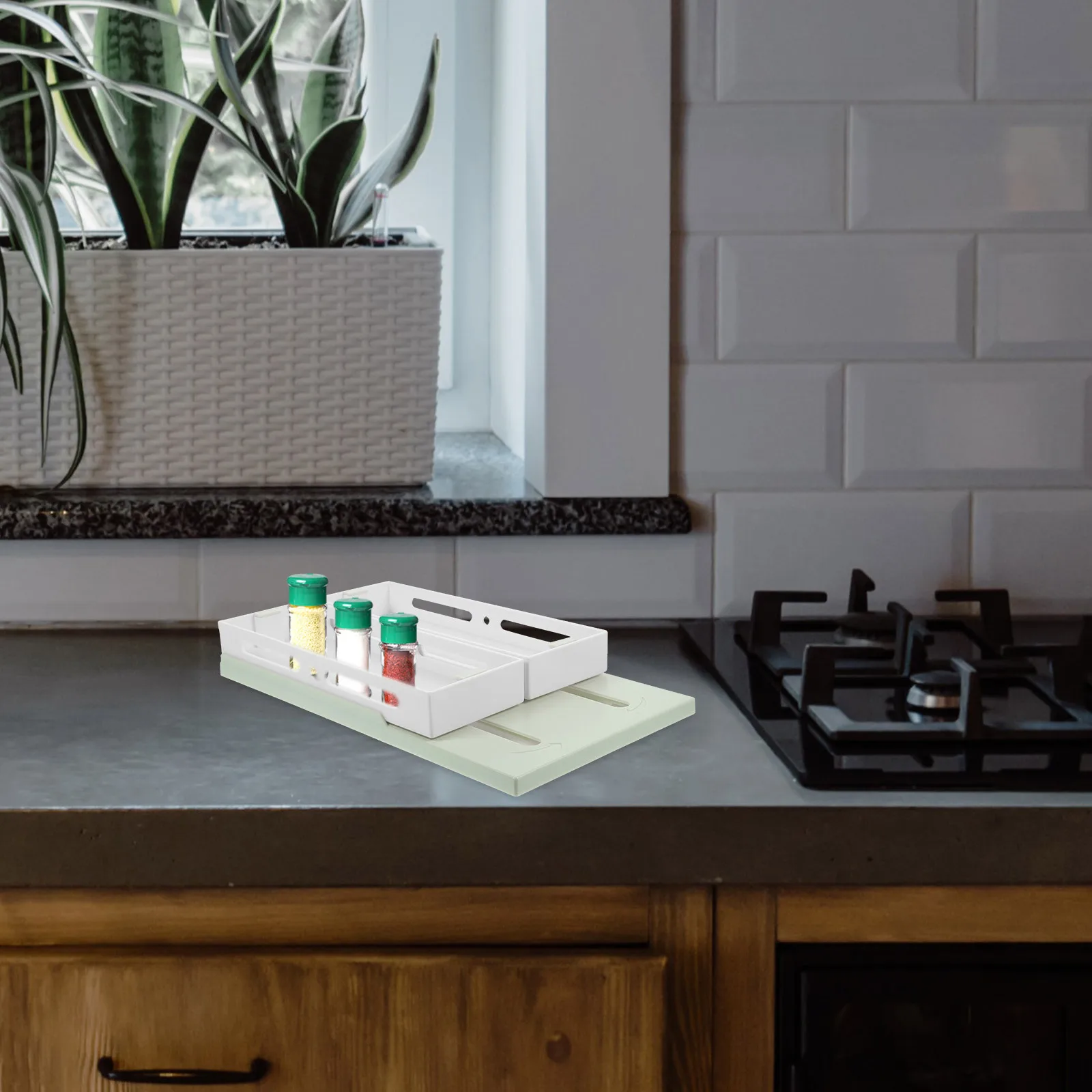 

Spice Rack Organizer for Cabinet with Pull Out Rotatable Design Kitchen Storage Rack Seasoning Jar Shelf Counter Condiment