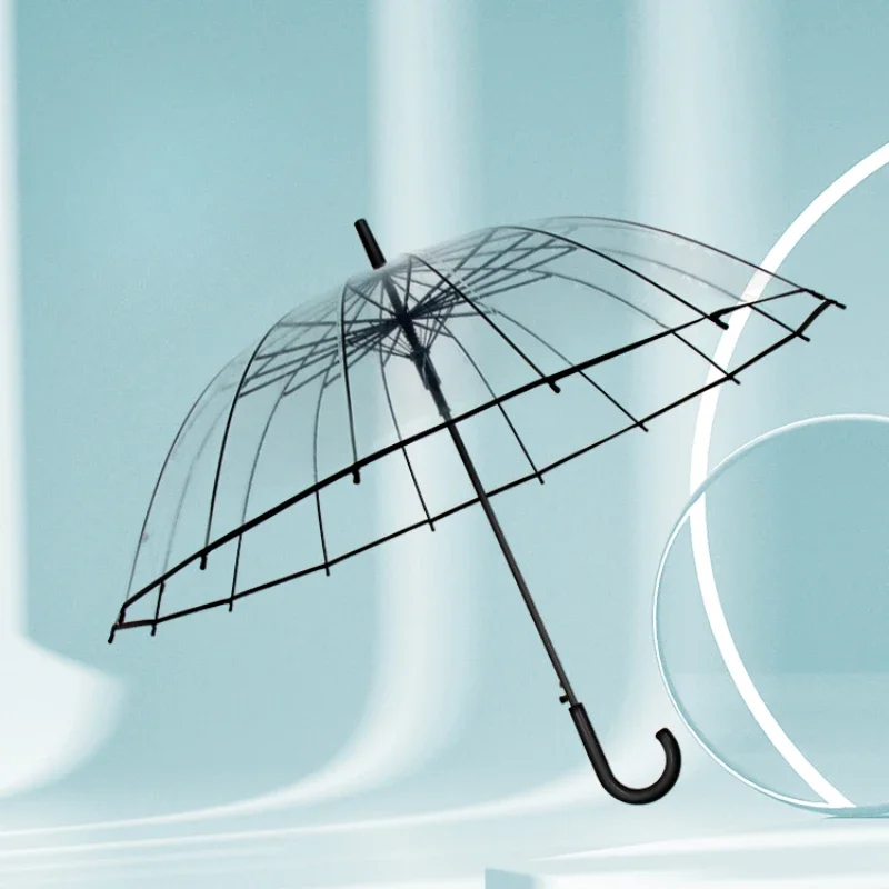 Transparent Automatic Umbrella Long Handle Large Rain Durable Umbrella Windproof Strong Reinforced Travel Paraguas Rain Gear