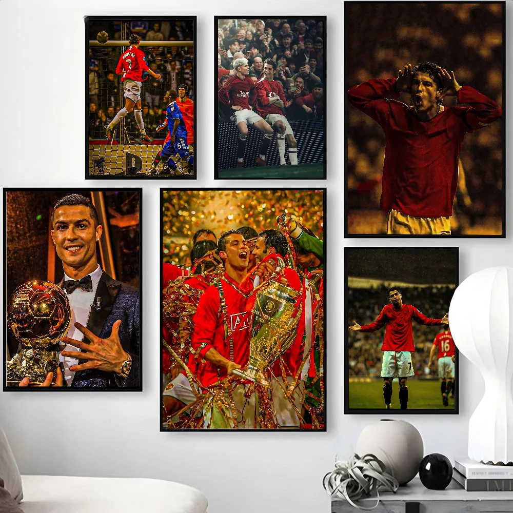 1 قطعة نجم كرة القدم الشهير C رونالدو المشارك ذاتية اللصق الفن ورقة مقاومة للماء ملصق مقهى بار غرفة جدار ديكور