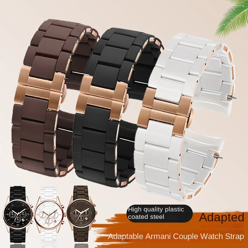 Women 20mm men 23mm Couple Watch Strap bracelet AR5889 5890 AR5906 5905 5920 watchband silicone stainless steel strap For Armani