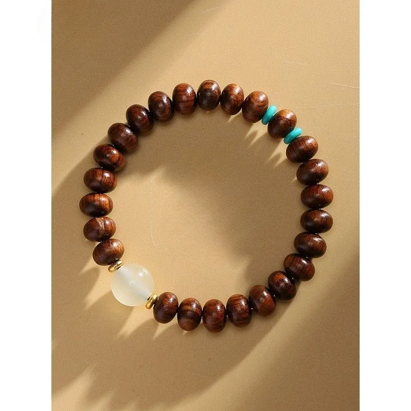 UMQ Natural rosewood bracelets for men and women wheel beads wooden bracelets couple simple wenwan gift.