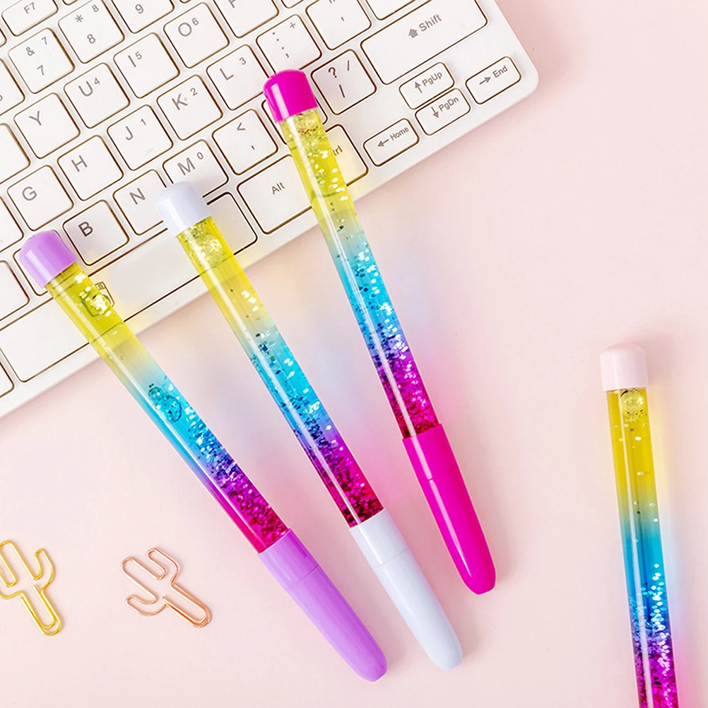 

8 Pcs Pens W Ballpoint Plastic Compact Multi Use Writing School Office Supplies Colorful Gel Student Rollerball