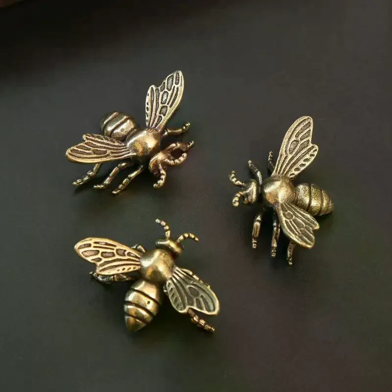 Vintage Brass 1pc/2pcs Mini Bee Collectible Figurines - Handmade Antique Desk Decorations - Ideal Gift For Home Office Collector