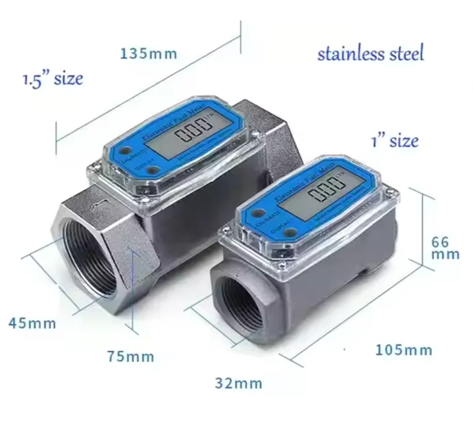 고온 120 ℃   액체 디지털 터빈 유량계 SS304 2인치 터빈 물 연료 디젤용