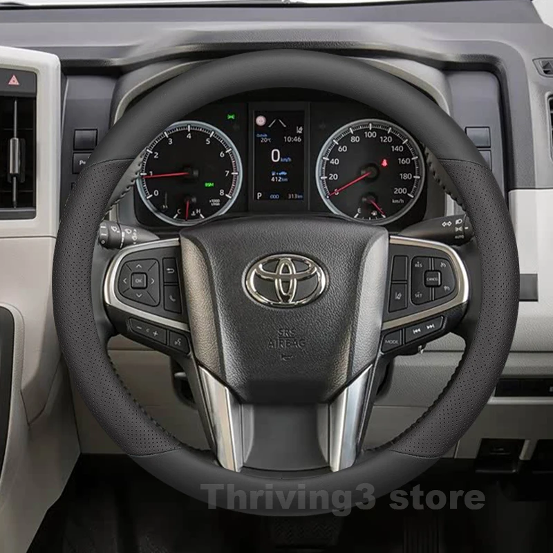 

Leather Car Steering Wheel Cover For Toyota Hiace SLWB LWB Crew 2005-2026 Non-slip Auto Steering Wheel Toyota Hiace Accessories