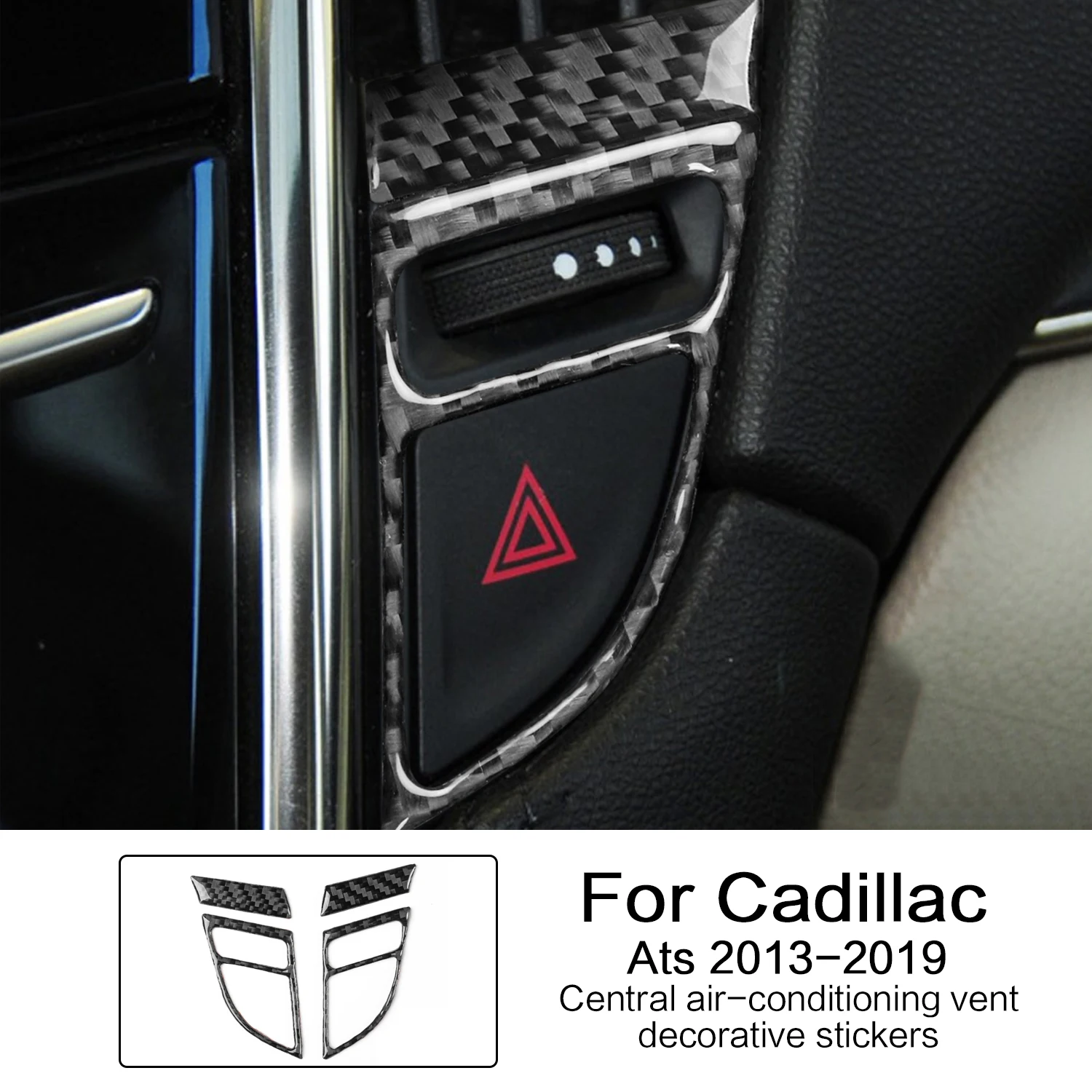 

For Cadillac ATS 2013-2019 Sedan Accessories Car Carbon Fiber Interior Central Air Conditioning Air Outlet Trim Sticker