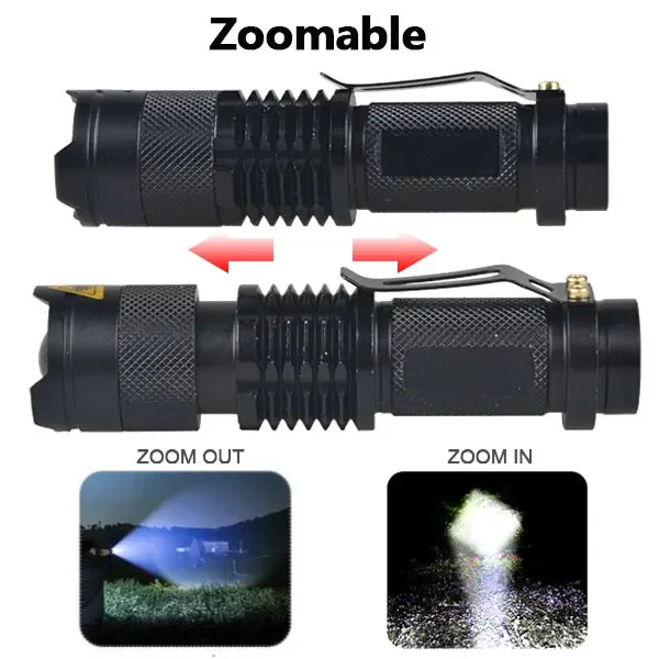 Tragbare Mini-LED-Taschenlampe 8000lm q5/T-6/l2 Taschenlampe zoombar Linterna Angeln Camping Fahrrad Licht 14500/18650 defesa pessoal