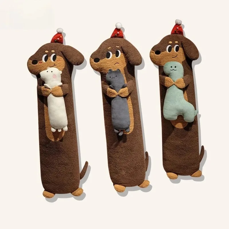 Cute Sausage Dog Long Plush Pillow Cuddle Toy Pillow for Sleeping Bed Decor Detachable Washable Cartoon Stuffed Animal Toy