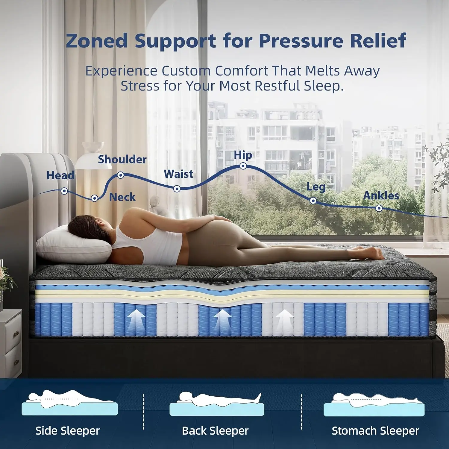 King Size Mattress,12 Inch King Mattress in a Box,Memory Foam Hybrid King Mattresses with Individual Pocket Spring for, Custom