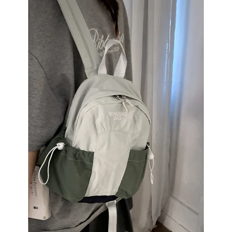 

Fashion Korean Backpacks Large Capacity Mountaineering Bag Student Color blocked Nylon Cloth Backpack for Women 2025 New