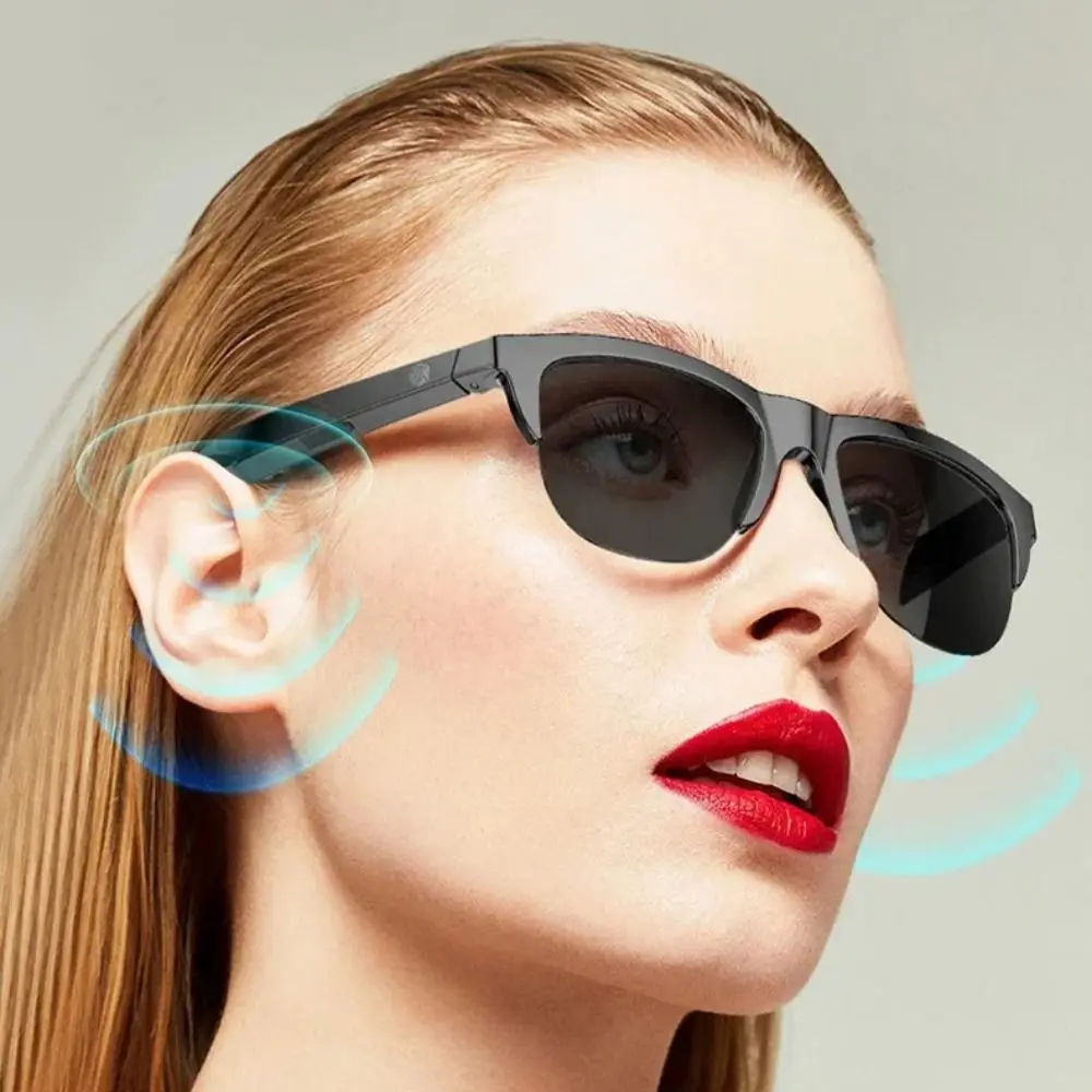 Bluetooth V5.3 Occhiali da sole Bluetooth intelligenti Tecnologia Cuffie Occhiali da sole stereo Cuffie Occhiali intelligenti Bluetooth HIFI neri