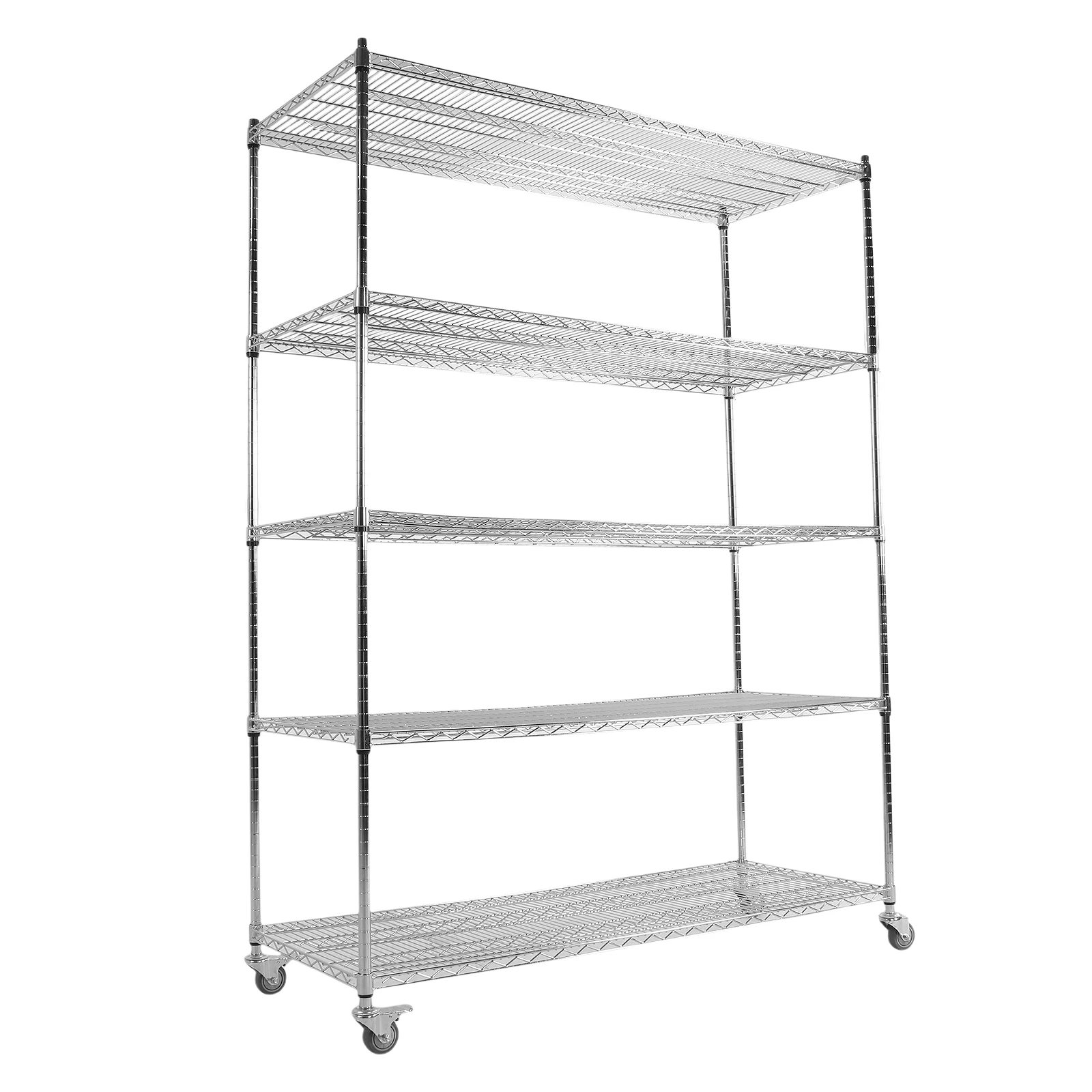 

5-ярусный стеллаж из нержавеющей стали с регулируемыми полками и колесами, металлические полки для кухни, кладовой, гаража
