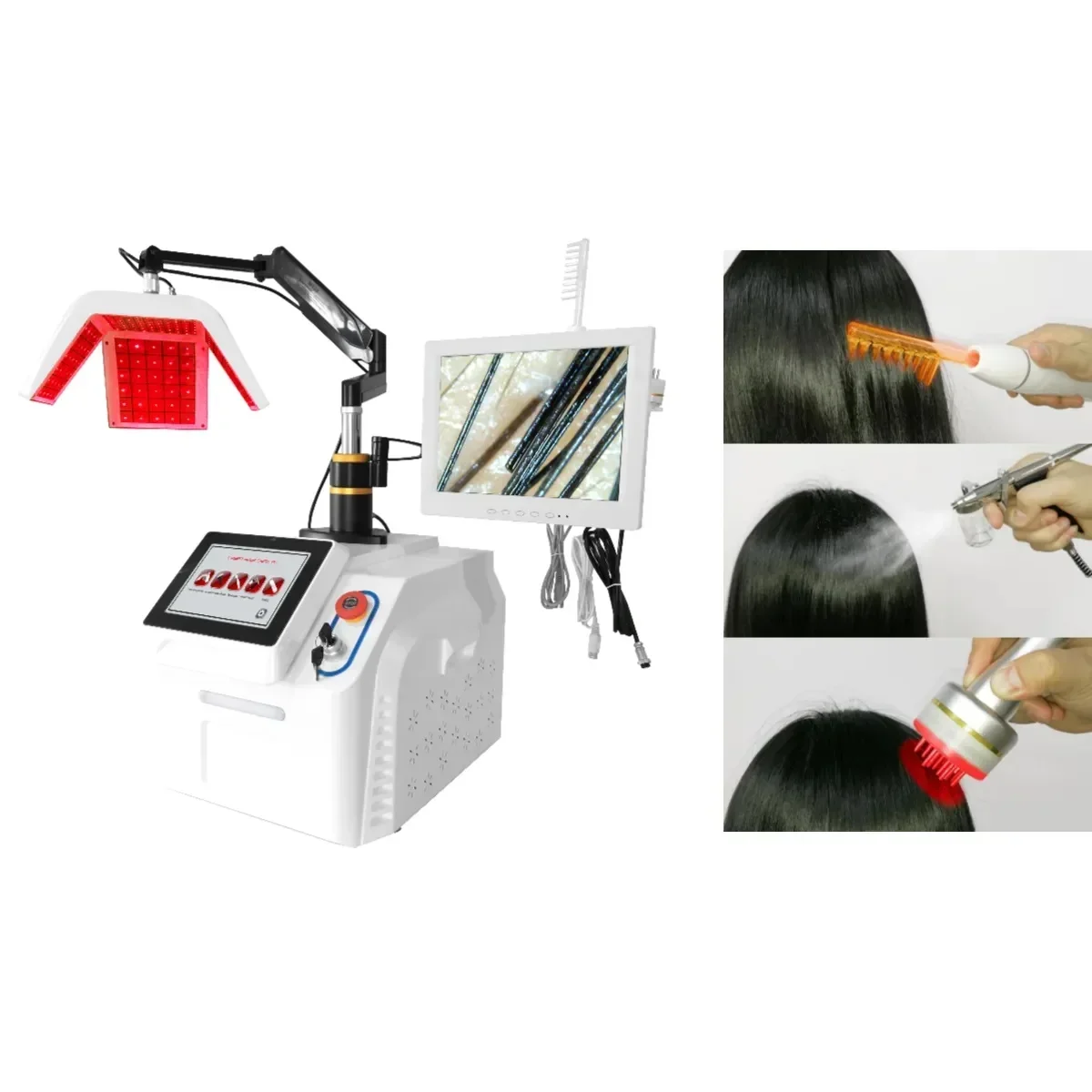 Macchina per la ricrescita dei capelli ad alta frequenza 650nm con attrezzatura di bellezza dell'analizzatore per la crescita dei capelli del laser del pettine di ripristino dei capelli