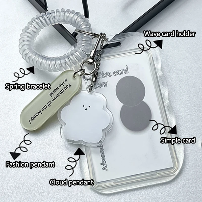 Transparent Ins Photo Card Holder Design Idol Photo Sleeve Anti Lost Balloon Dog Keychain Photocards Protector Case Student Card