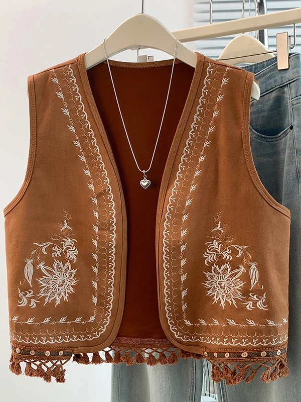 Retro zwaar geborduurde franje - Embroidery Vest recensie en prijs